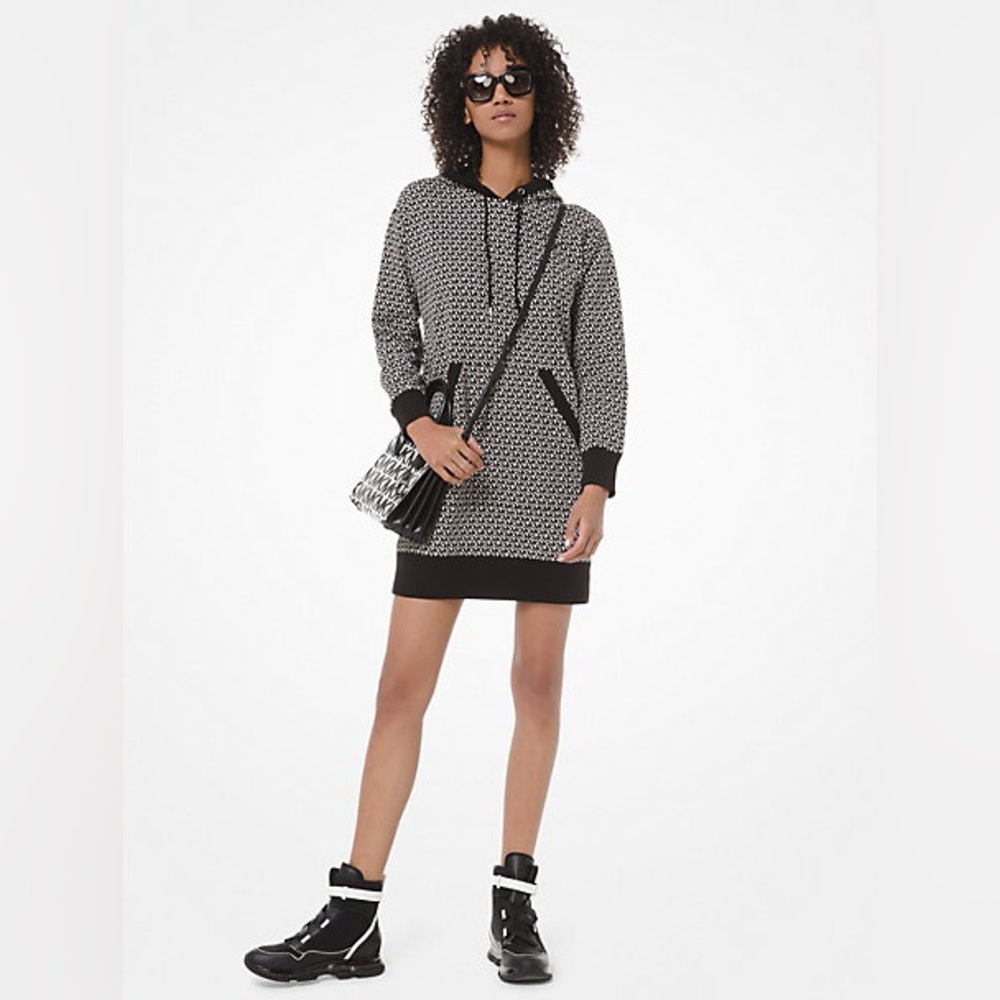 MK Logo Cotton Terry Hoodie Dress